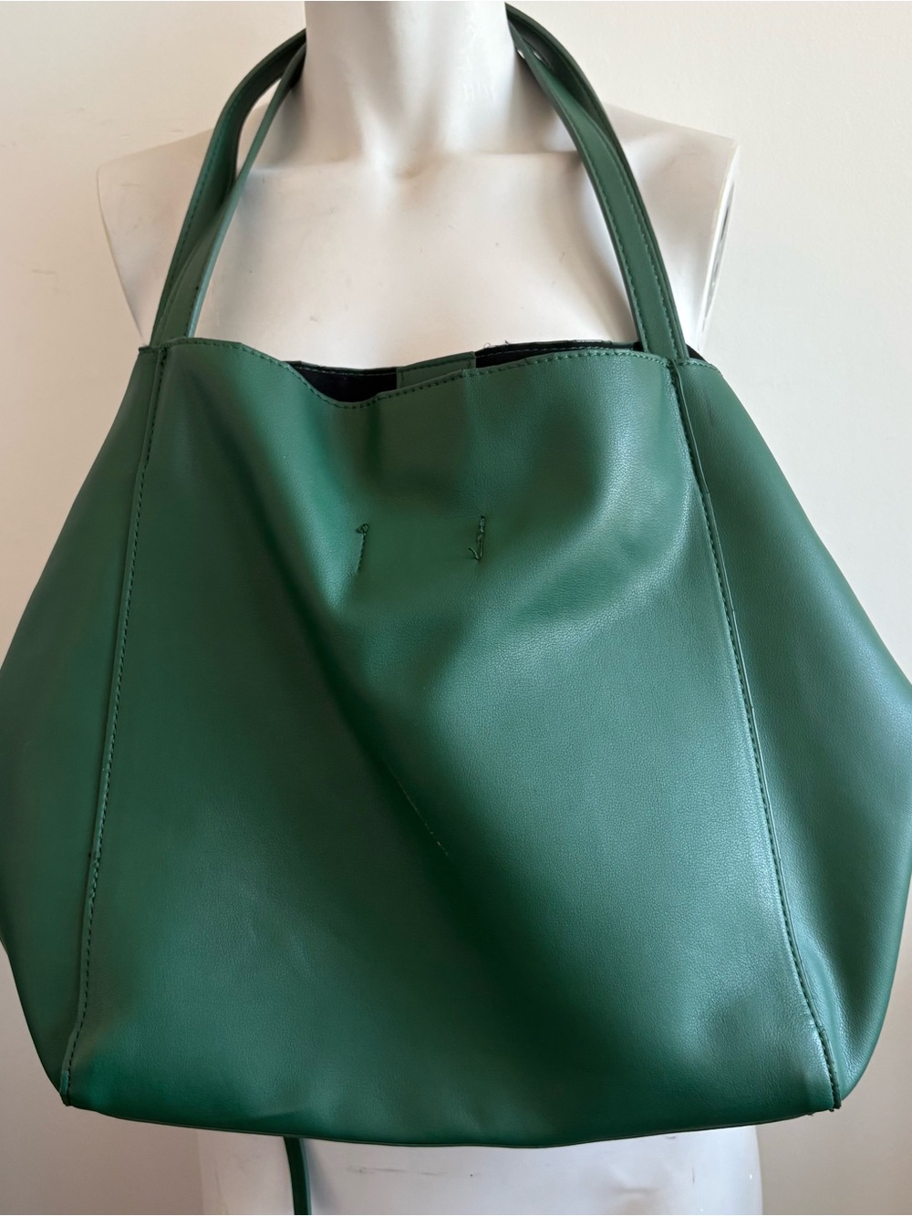 Zara Emerald Green Women's Tote Bag with Front Pockets - Picture 3 of 5